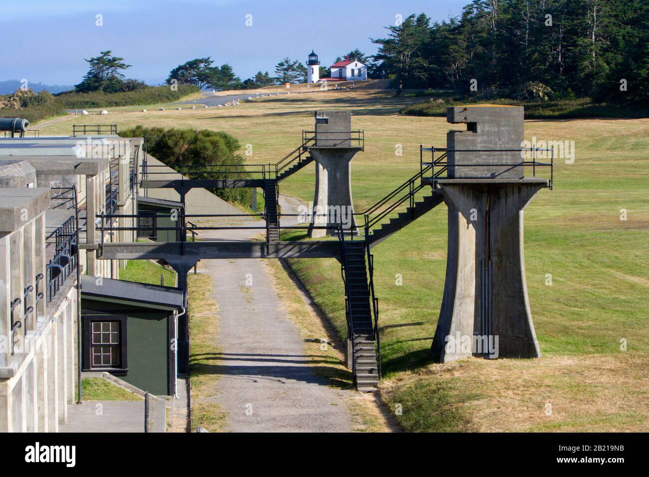 Fortifications at Fort Casey, Whidbey Island, Washington, strategically placed to defend the entrance to Puget Sound at the turn of the 20th century Stock Photo