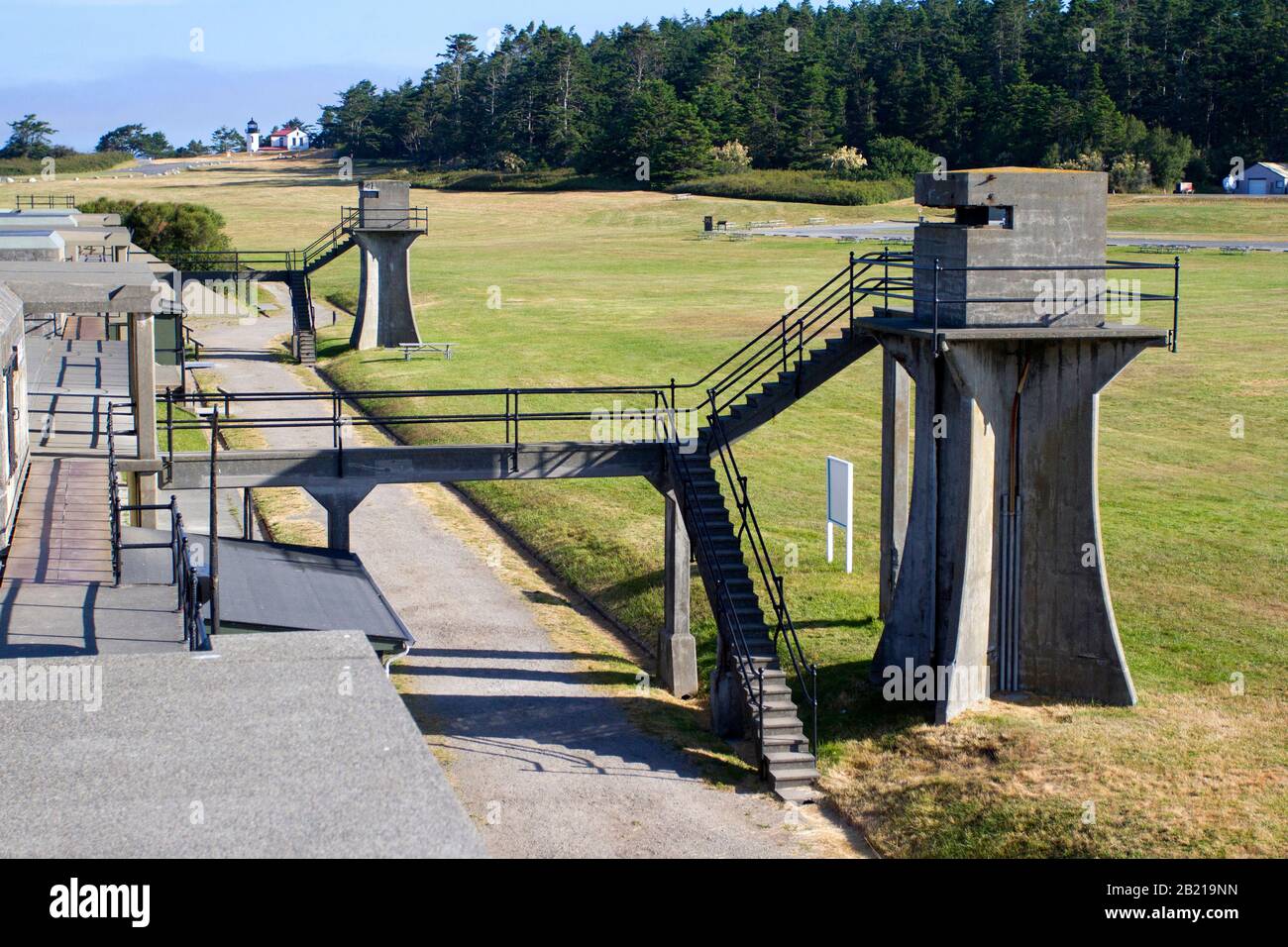 Fortifications at Fort Casey, Whidbey Island, Washington, strategically placed to defend the entrance to Puget Sound at the turn of the 20th century Stock Photo