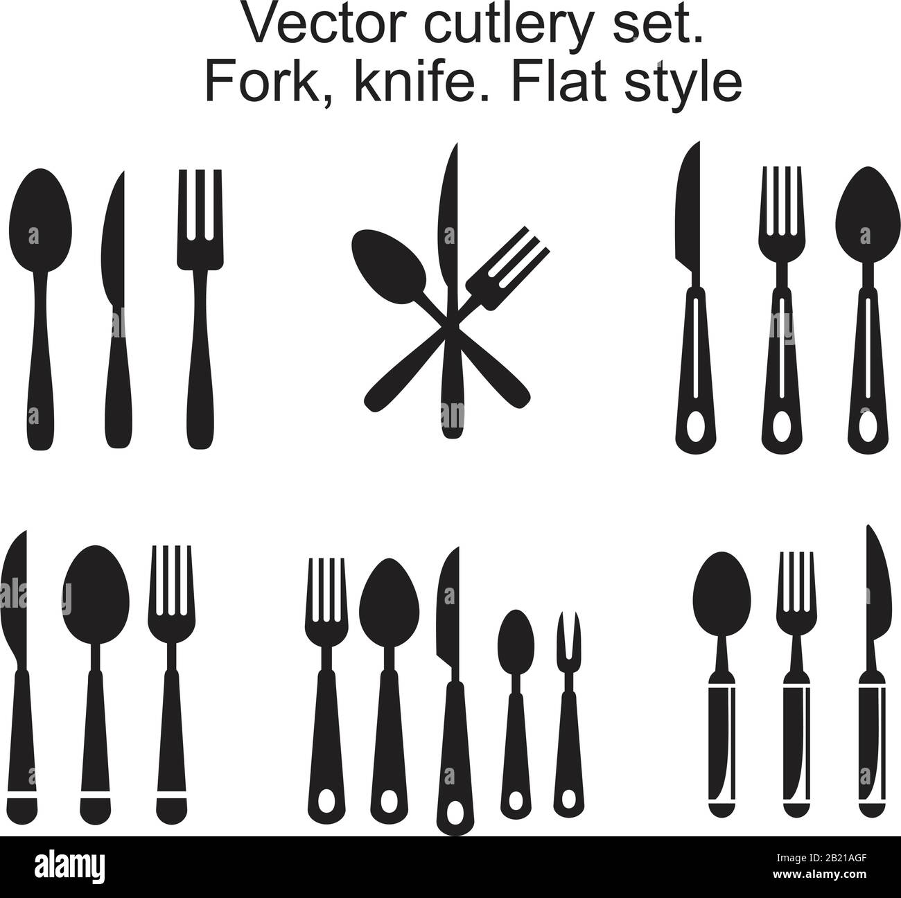 Vector cutlery, Fork, knife Icon template black color editable. Vector cutlery, Fork, knife Icon symbol Flat vector illustration for graphic and web d Stock Vector