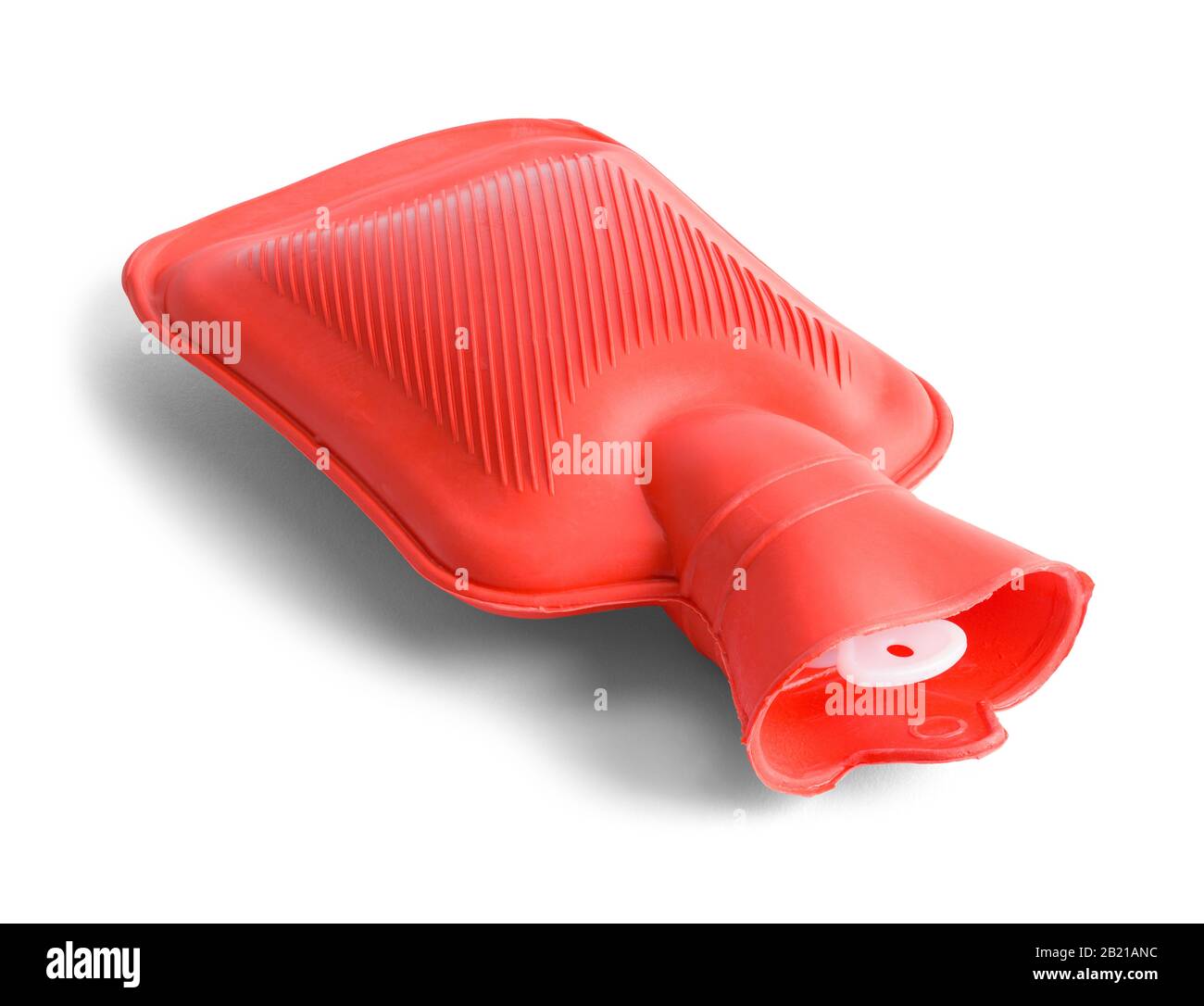 Red Rubber Hot Water Bag Isolated on White Background. Stock Photo