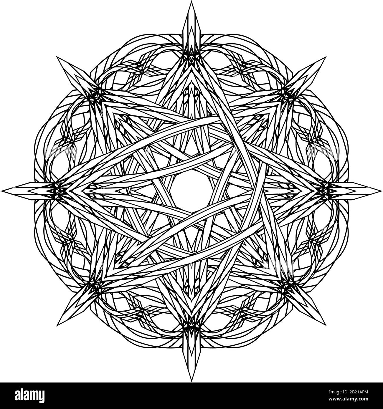 Black and white entwined gothic octagonal star in ancient style Stock Vector