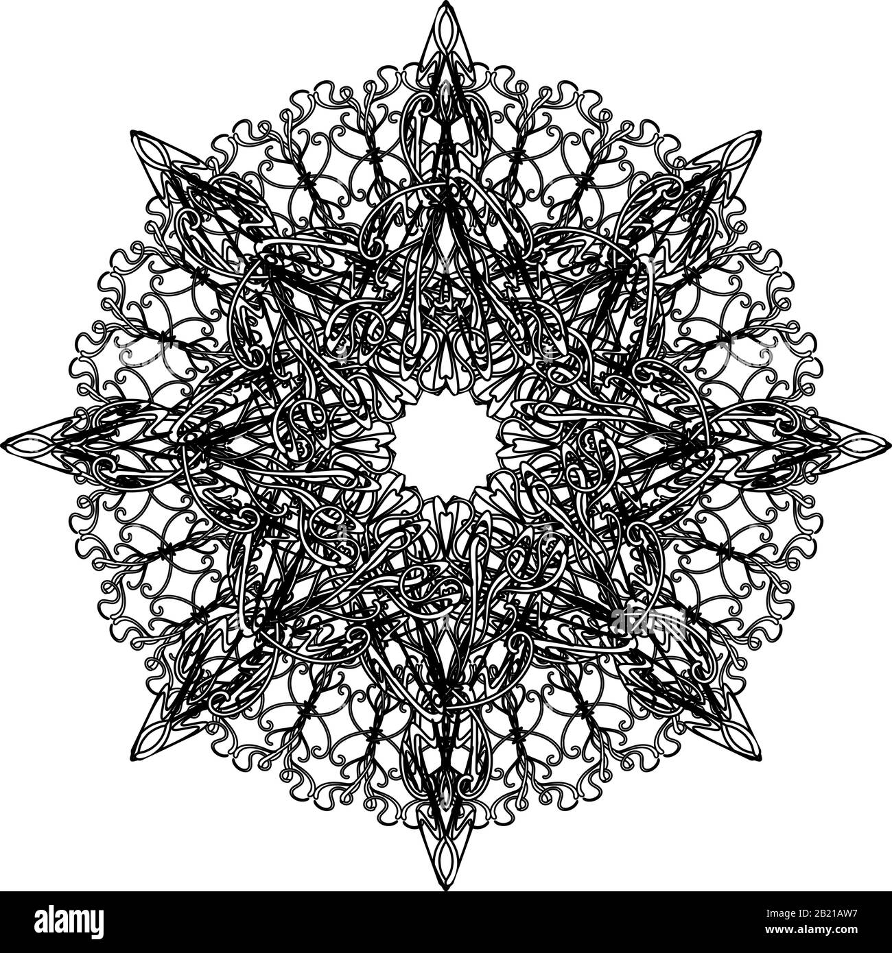 Black lace mandala with elegant delicate tracery in gothic style Stock Vector