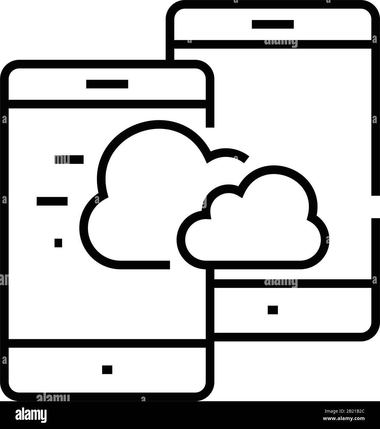 Mobile cloud storage line icon, concept sign, outline vector ...