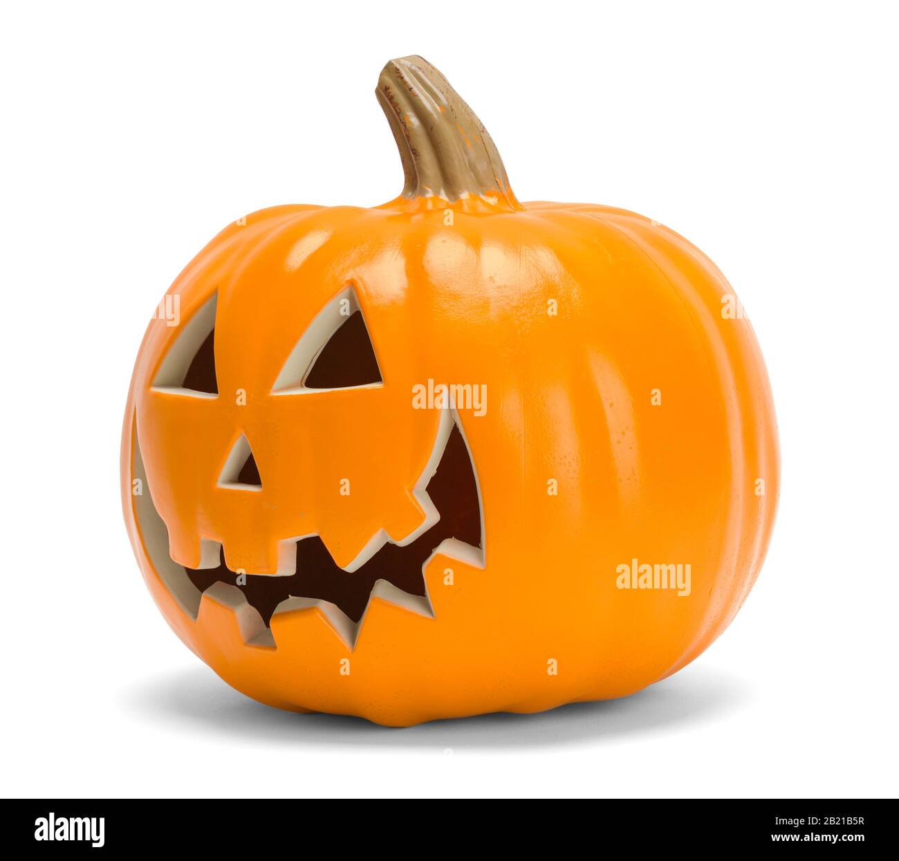 Halloween Pumpkin Face Isolated on White Background. Stock Photo