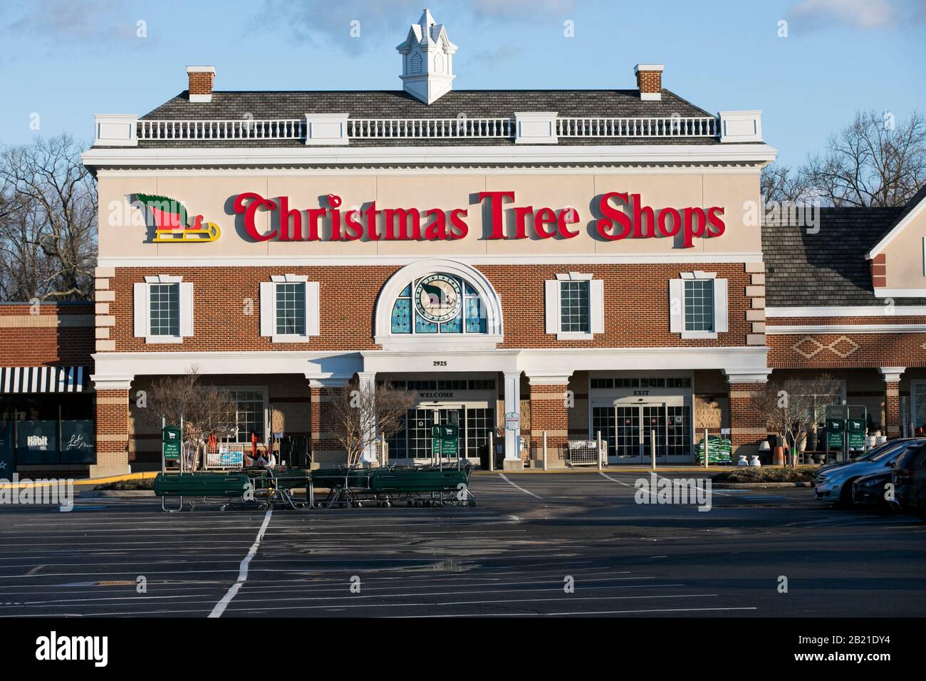 A logo sign outside of a Christmas Tree Shops retail store location in