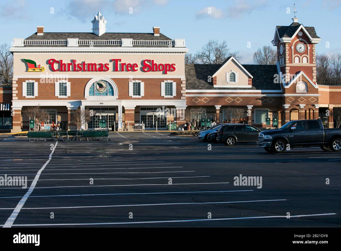 A logo sign outside of a Christmas Tree Shops retail store location in