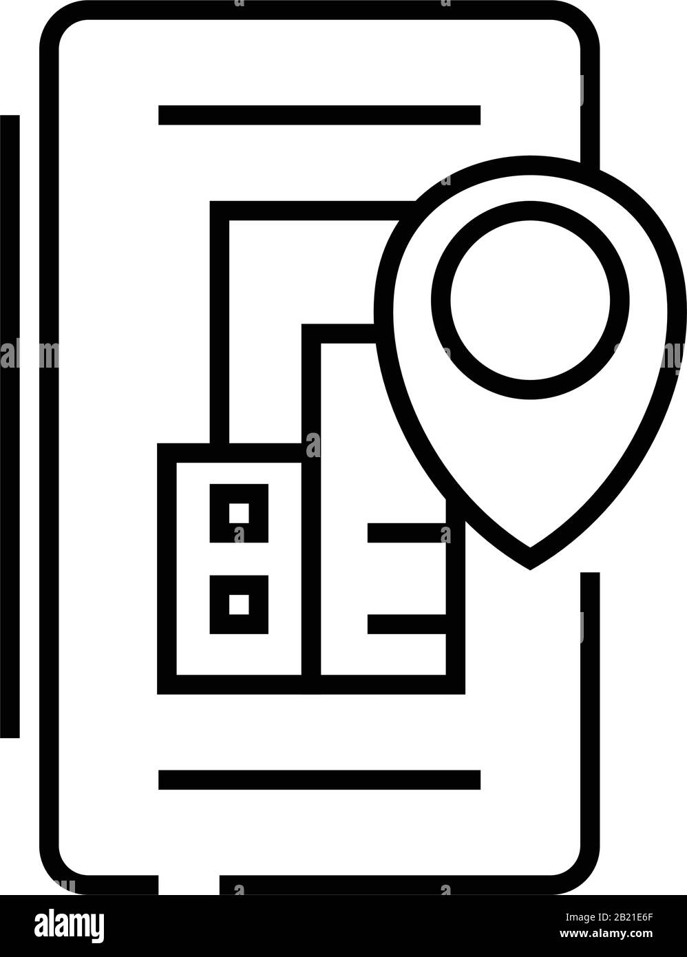 Office location line icon, concept sign, outline vector illustration