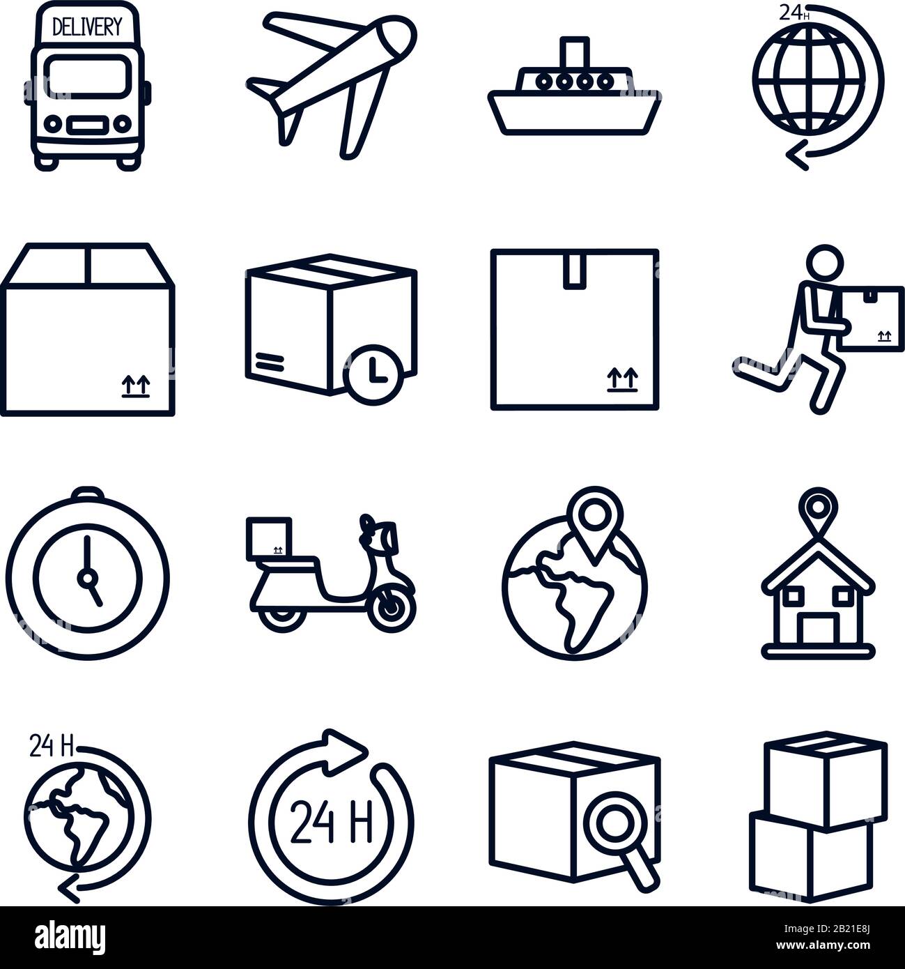 line style icon set design, Delivery logistics transportation