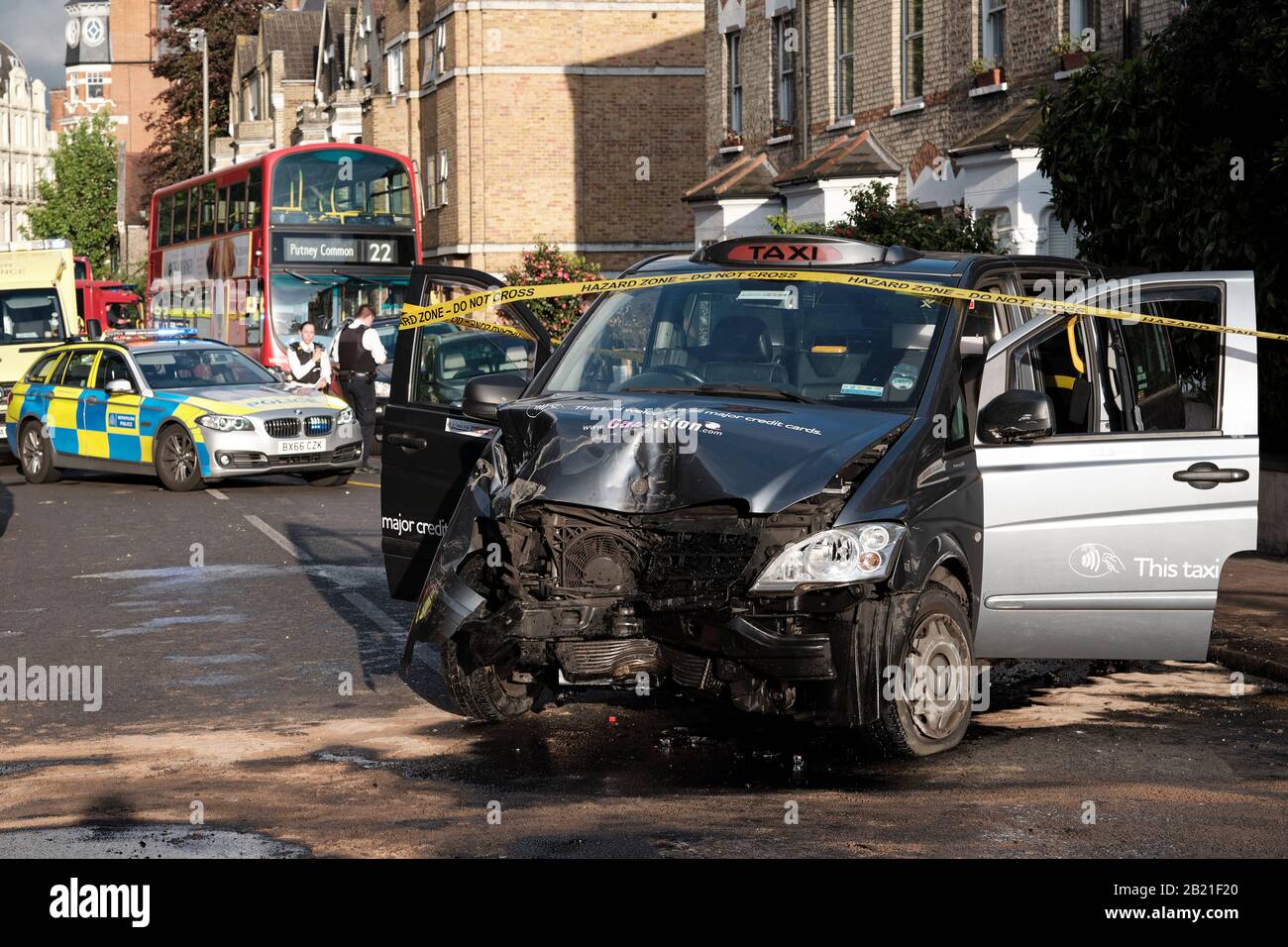 Road Traffic Accident, with fire crew in attendance, lower Richmond