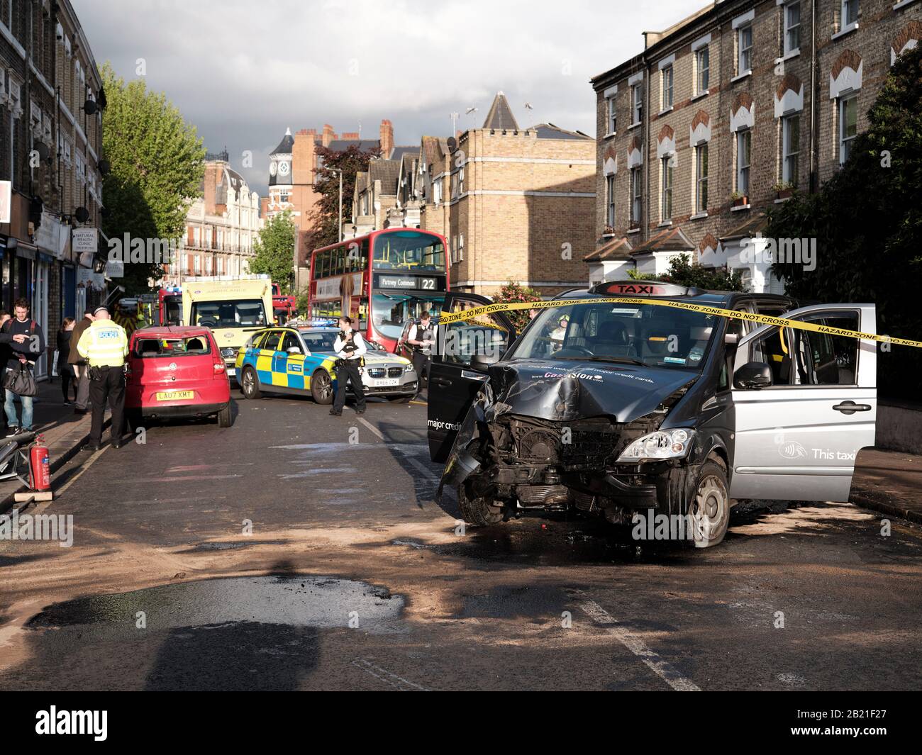 Road Traffic Accident, with fire crew in attendance, lower Richmond