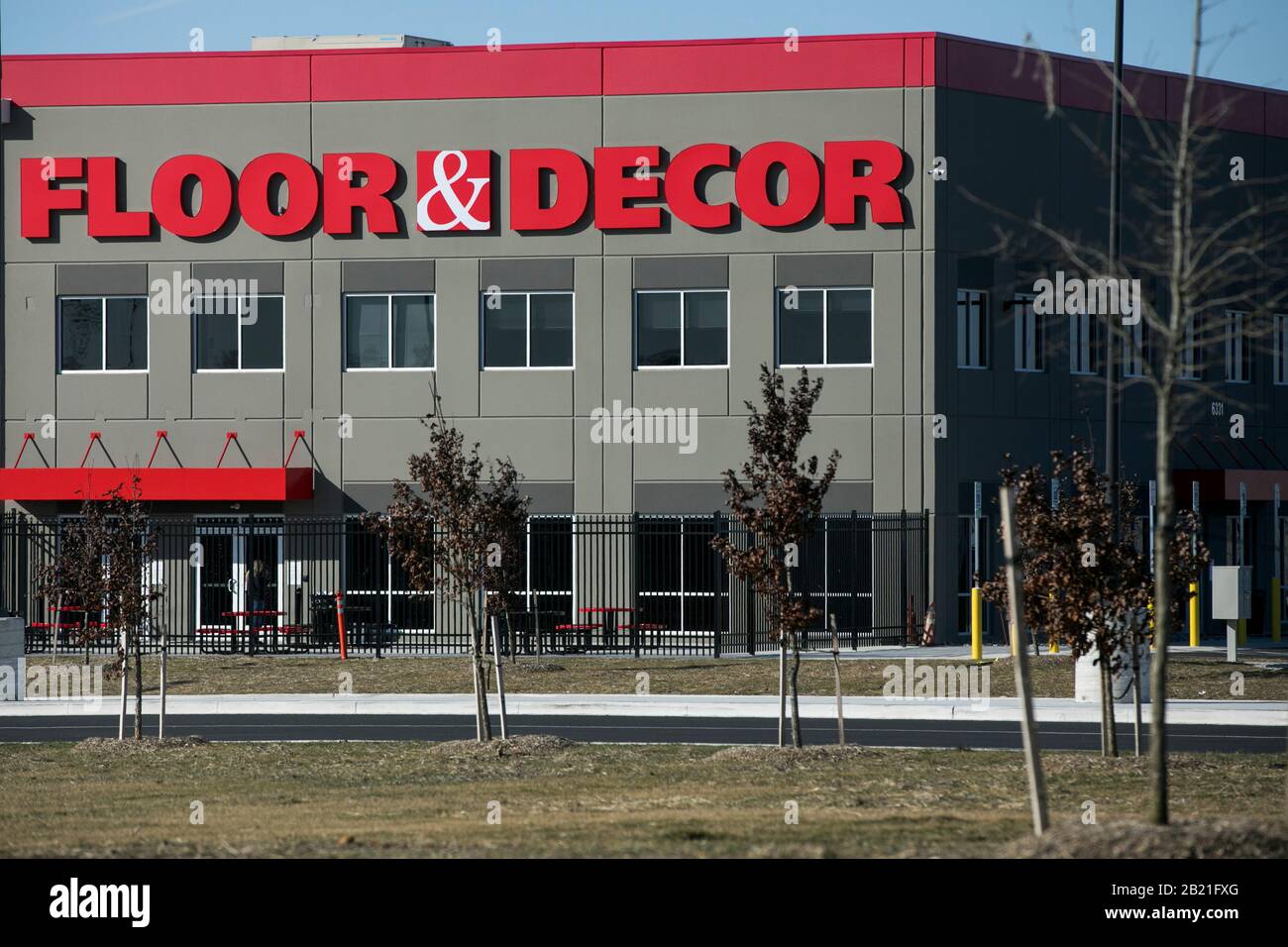 A logo sign outside of a Floor & Decor fulfillment center in Baltimore, Maryland on February 22, 2020. Stock Photo