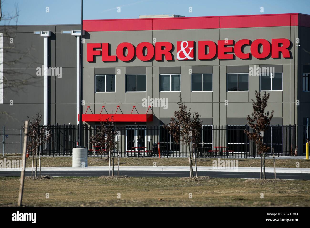 A logo sign outside of a Floor & Decor fulfillment center in Baltimore, Maryland on February 22, 2020. Stock Photo