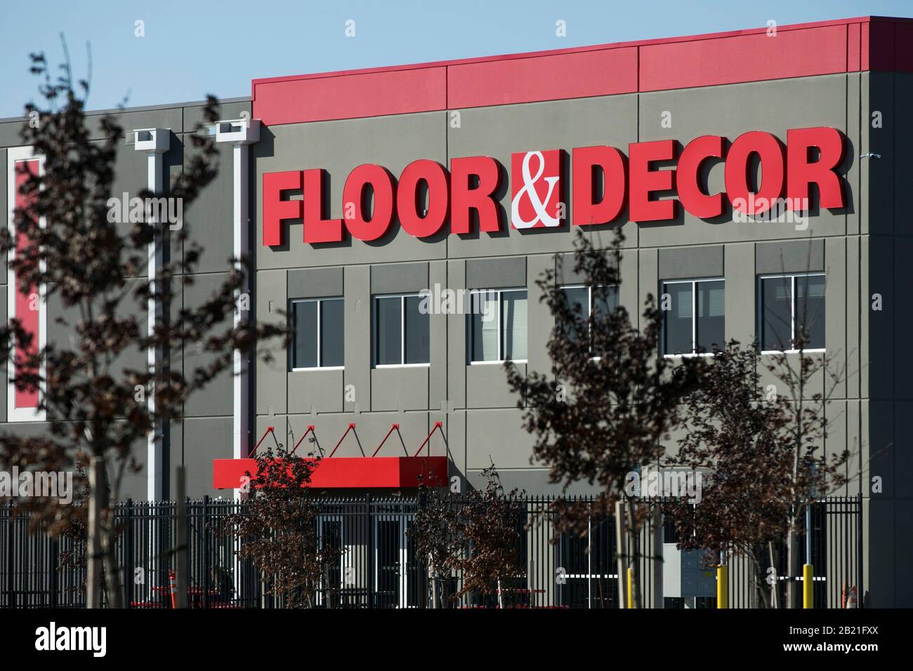 A logo sign outside of a Floor & Decor fulfillment center in Baltimore, Maryland on February 22, 2020. Stock Photo