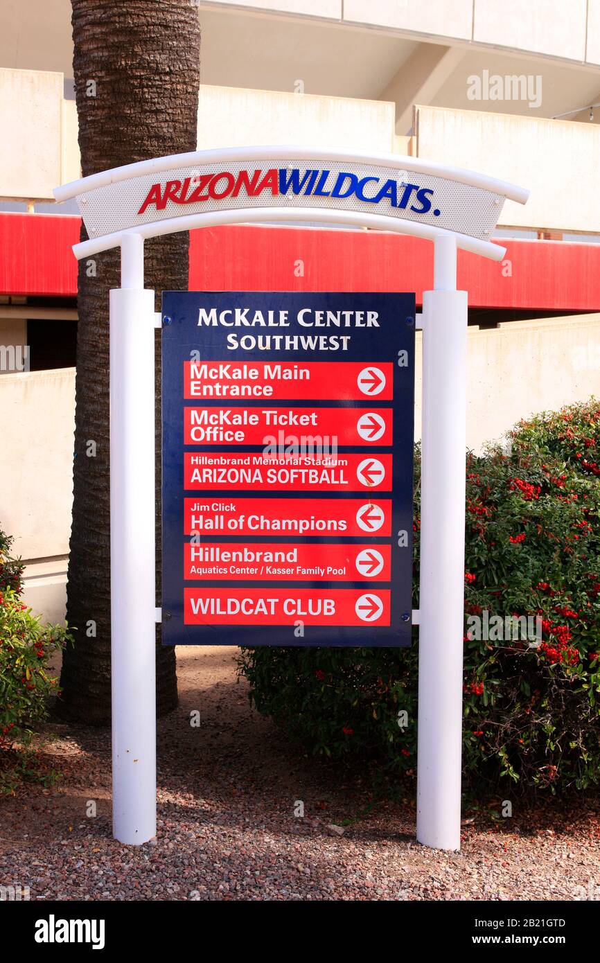 University of Arizona campus directions sign from the McKale Center ...