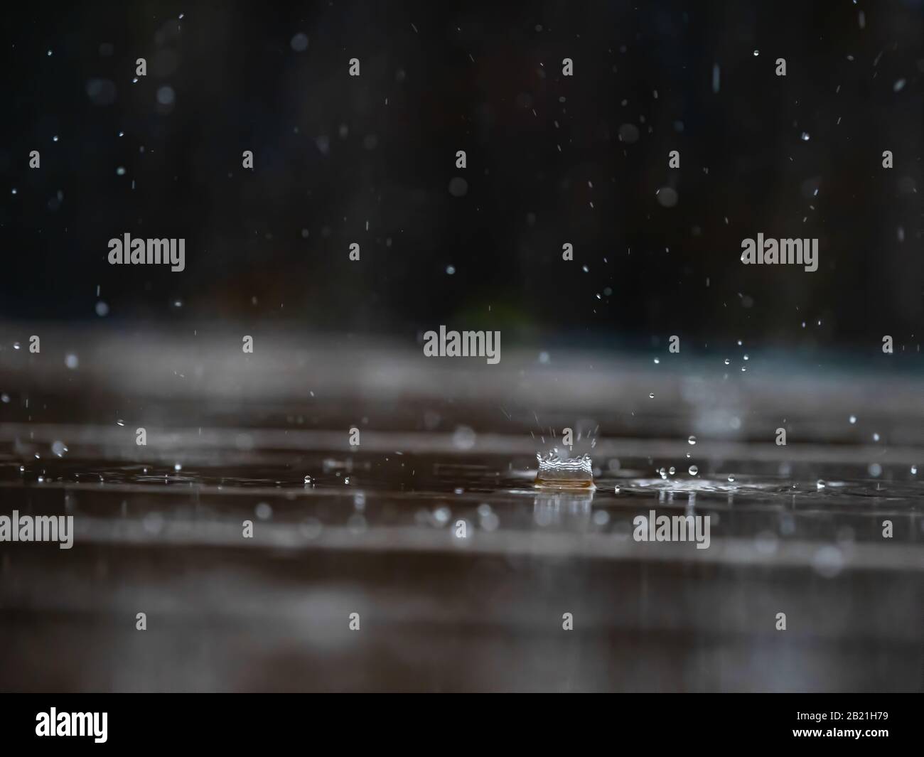 raindrops on a table Stock Photo