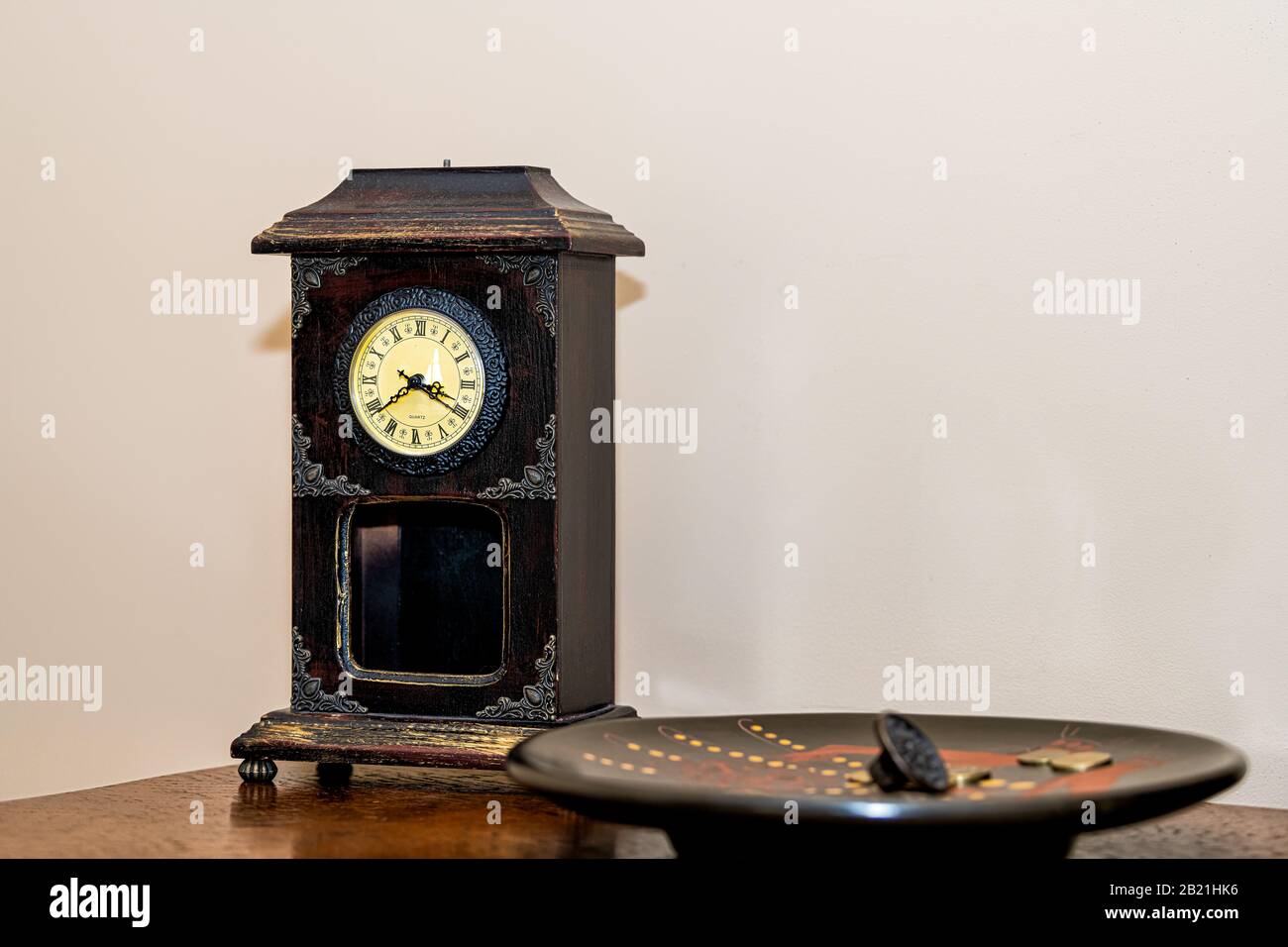 Antique Vintage Retro Wooden Nightstand With Old Fashioned