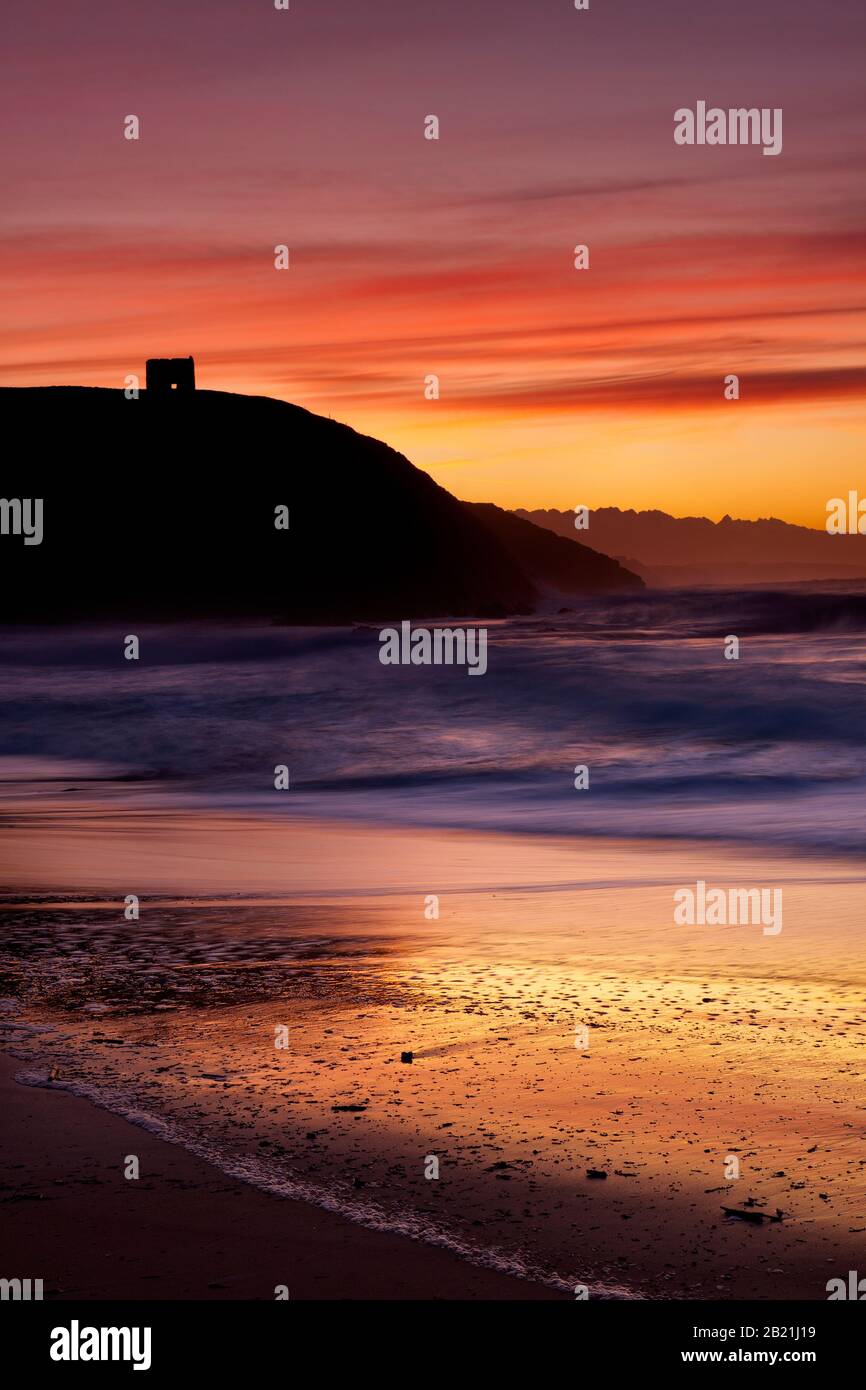 Sunset in Tagle beach. Cantabria, Spain Stock Photo