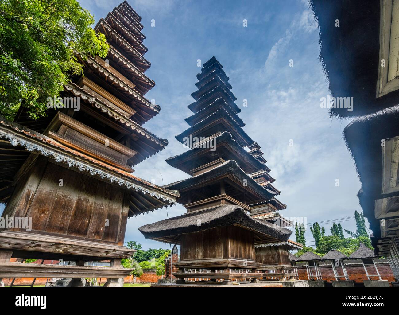 multi-tiered shrines at Pura Meru, a large Hindu temple complex, dating to 1720, Mataram, Lombok, West Nusa Tenggara province, Indonesia Stock Photo