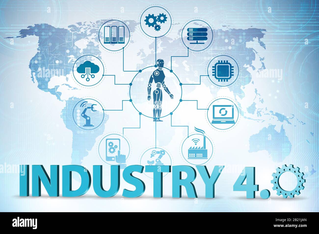 The industry 4.0 concept with various stages - 3d rendering Stock Photo ...