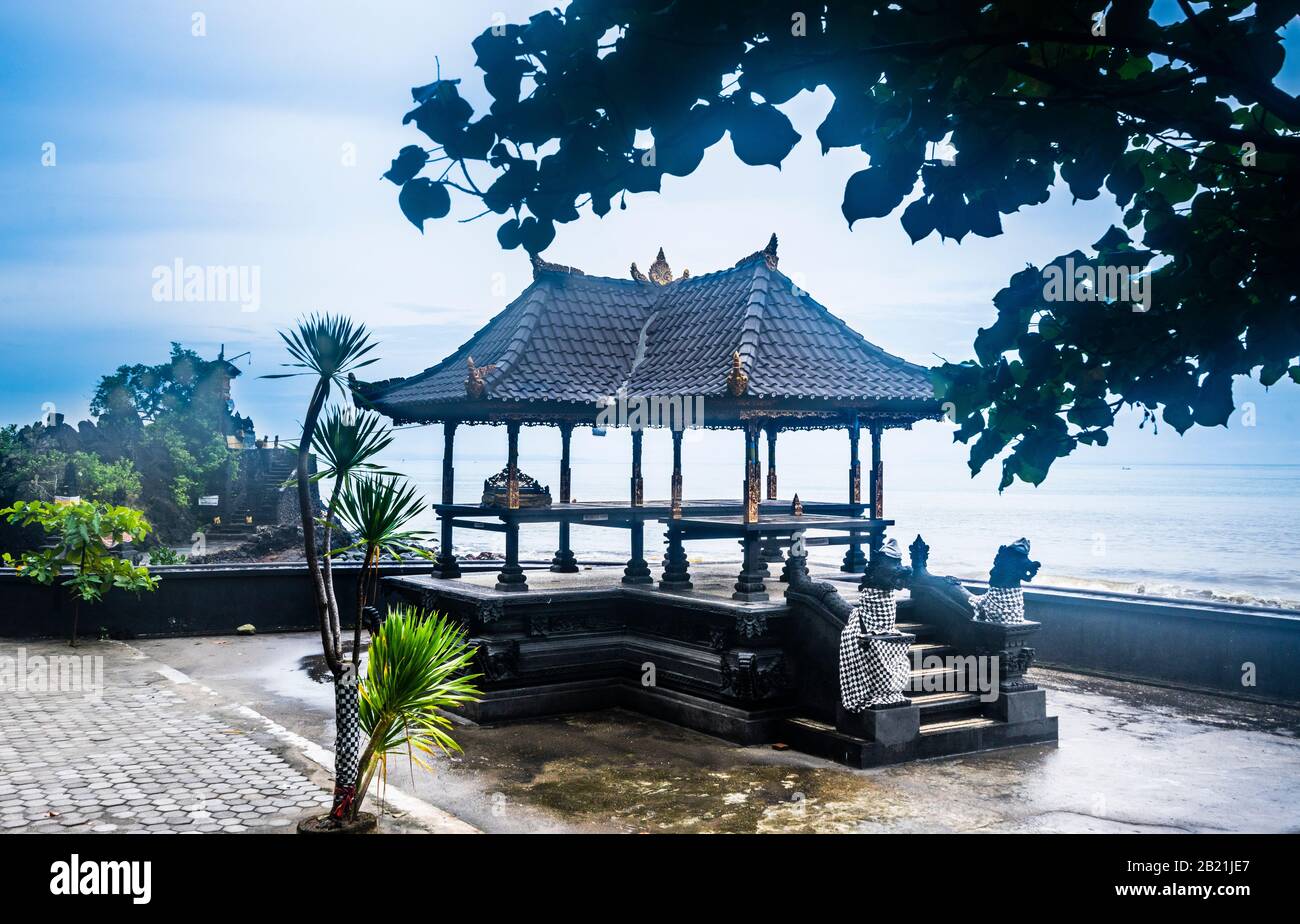 pavilion at Batu Bolong hindu temple at the west coast of Lombok, Lesser Sunda Islands, Indonesia Stock Photo