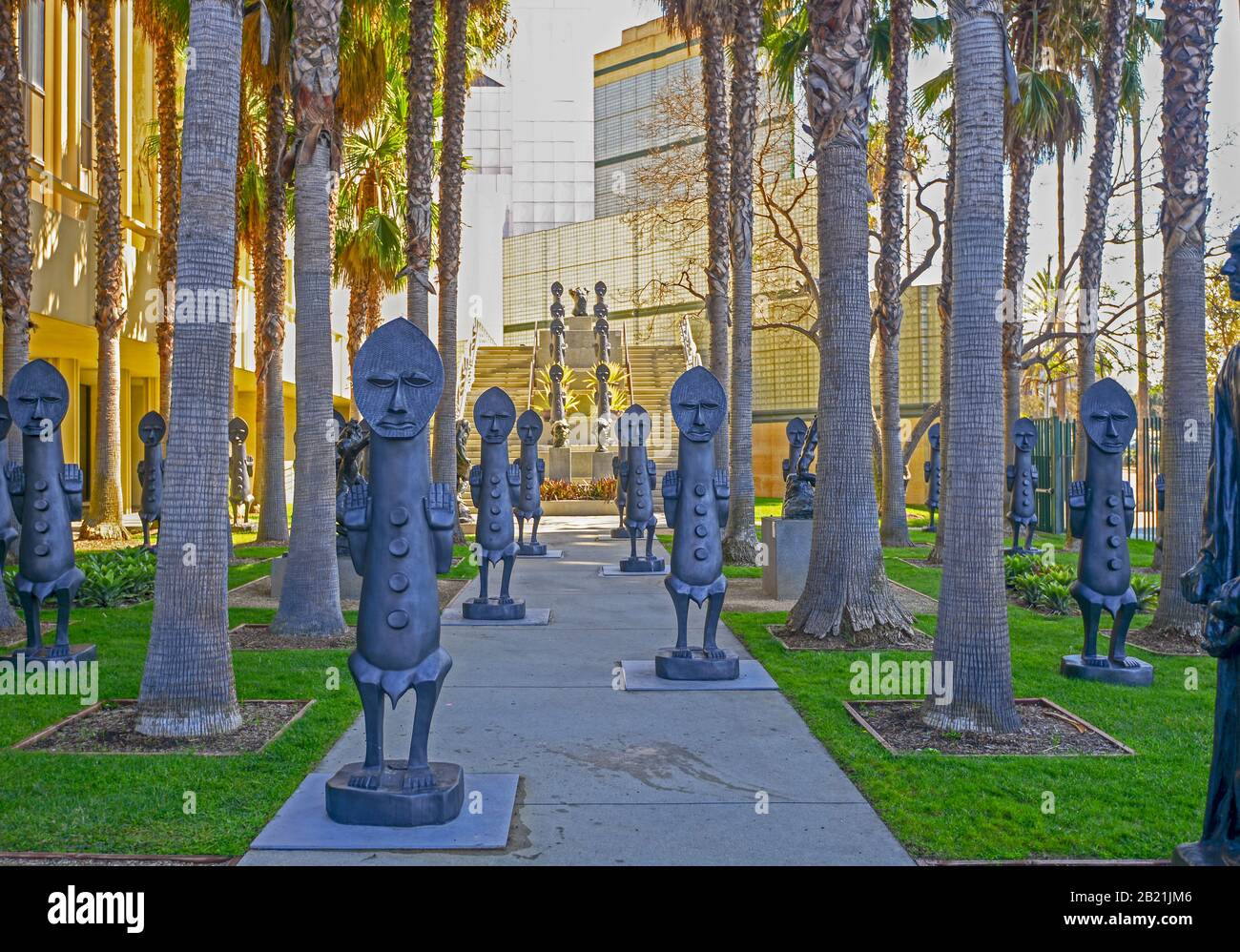 LACMA.  The Invisible Man and the Masque of Blackness, B. Gerald Cantor Sculpture Garden at the Los Angeles County Museum of Art, Los Angeles, Stock Photo