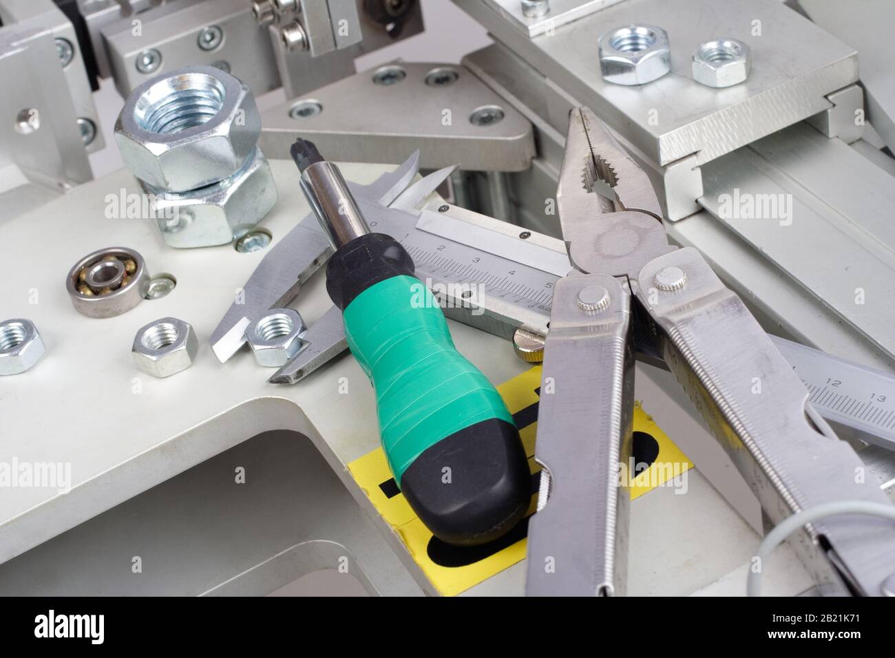 screwdriver, screw, nuts industrial equipment repair set Stock Photo