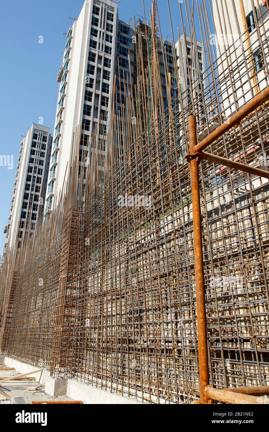 Steel grid on the construction site Stock Photo Alamy