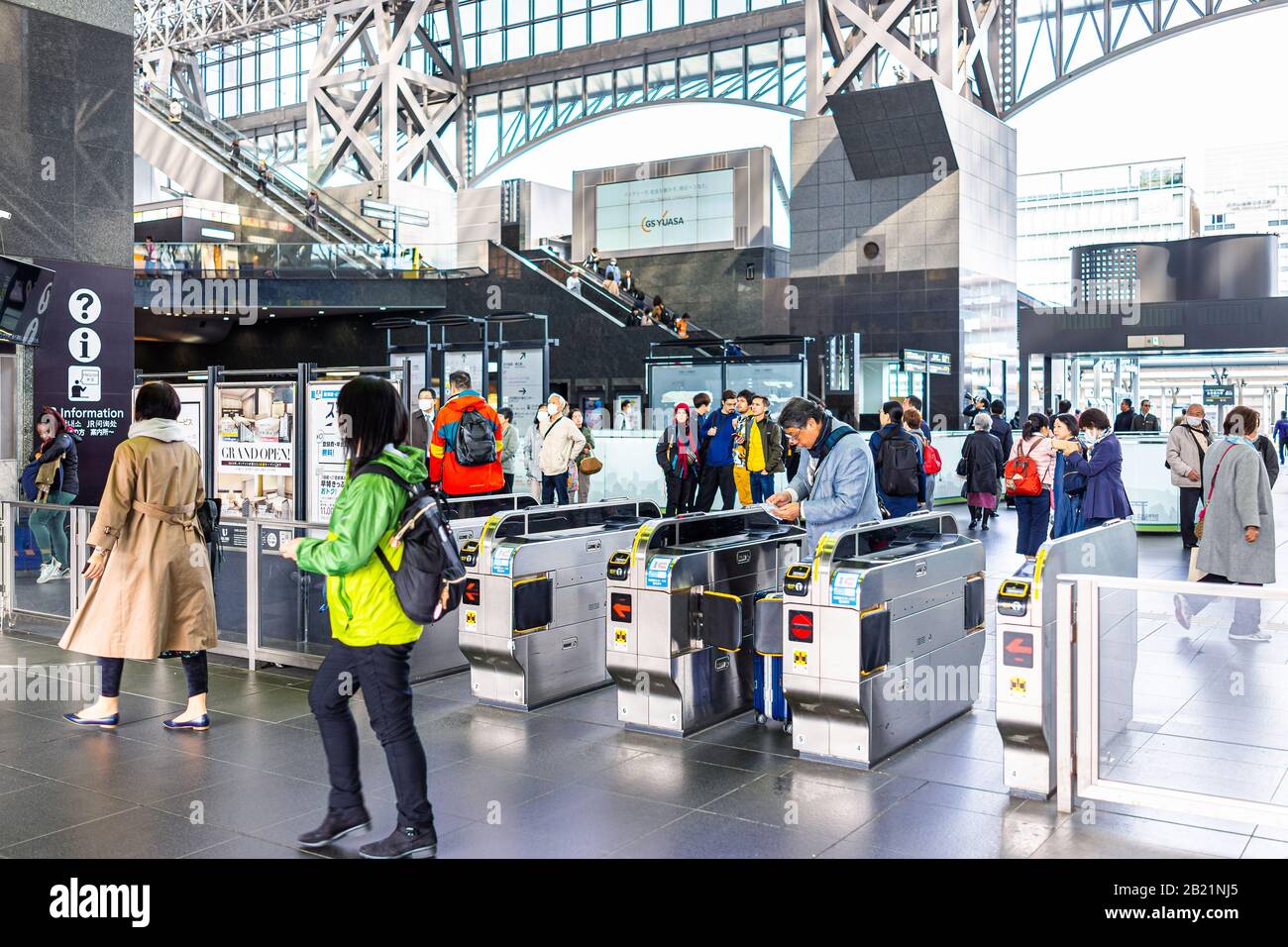 Kyoto, Japan April 11, 2019 Inside of Kyoto Station with many people
