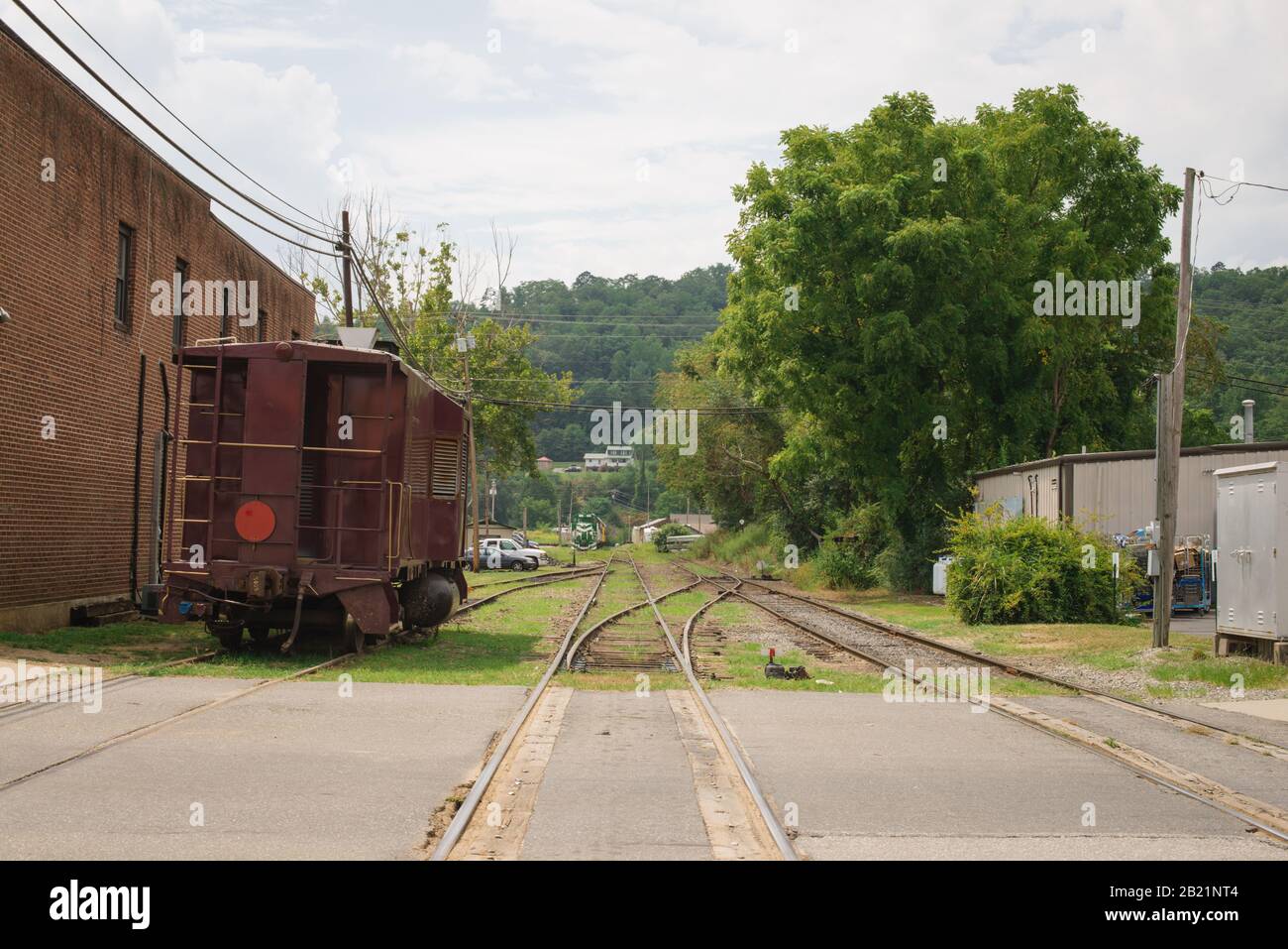 Bryson City, North Carolina is a beautiful tourist destination near the Great Smoky Mountain Park in the American South. Stock Photo