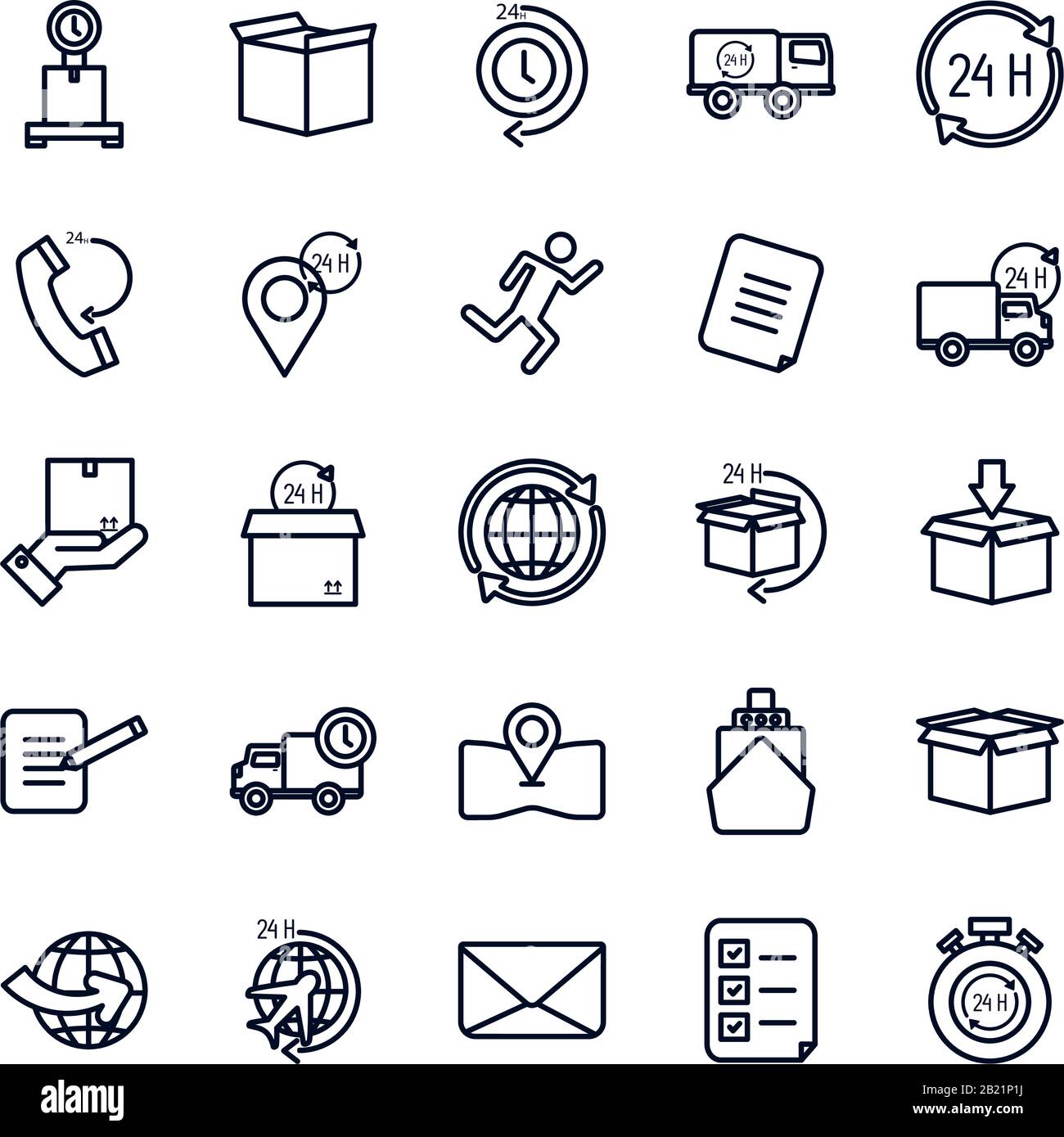 line style icon set design, Delivery logistics transportation shipping ...