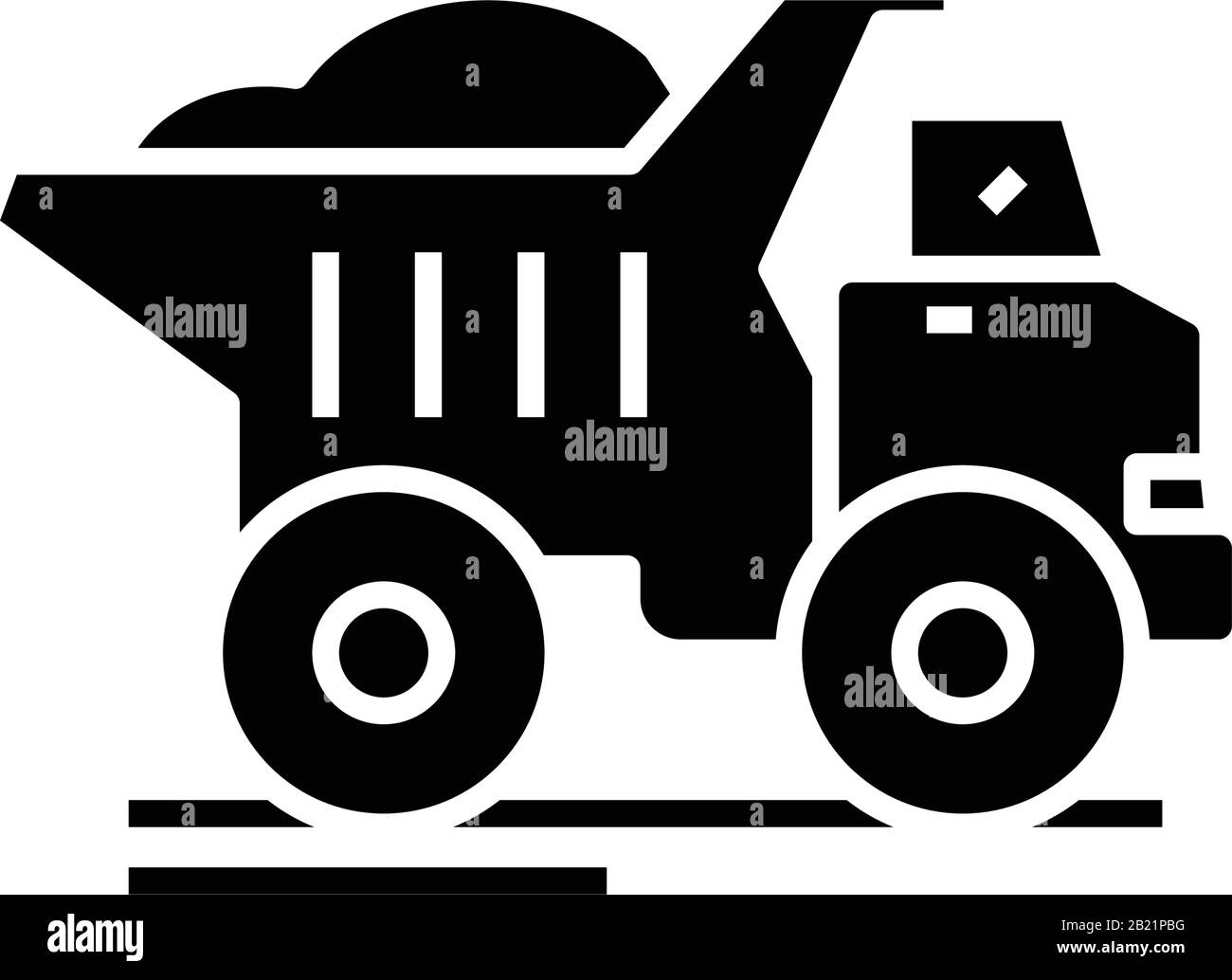 Dump truck black icon, concept illustration, vector flat symbol, glyph ...