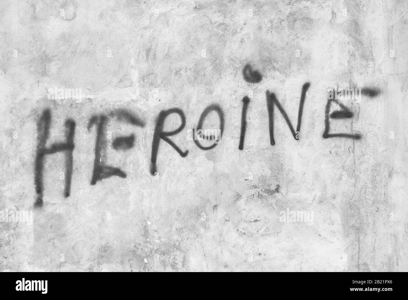 'Heroine' written on the wall. Ideal for concepts. Stock Photo