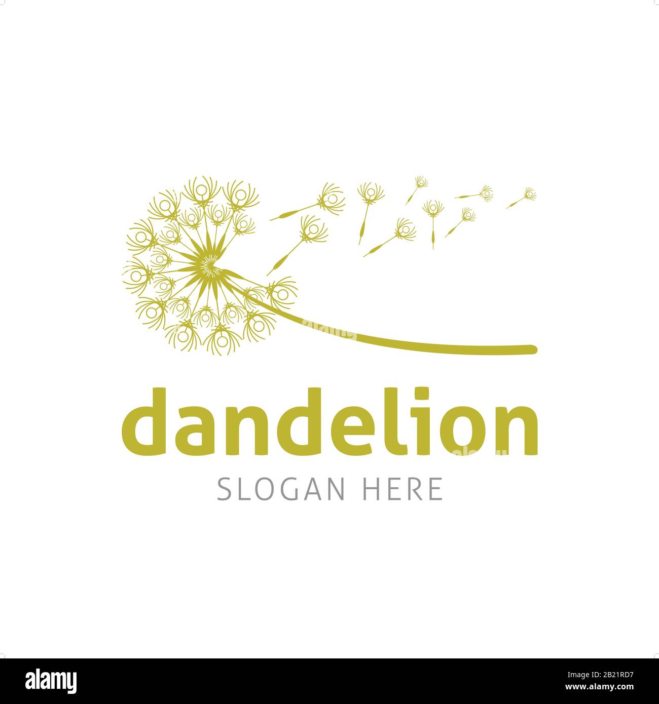 Blowing dandelion flower vector best for marketing strategy company logo, spiritual service, healthcare, investment company logo. Stock Vector