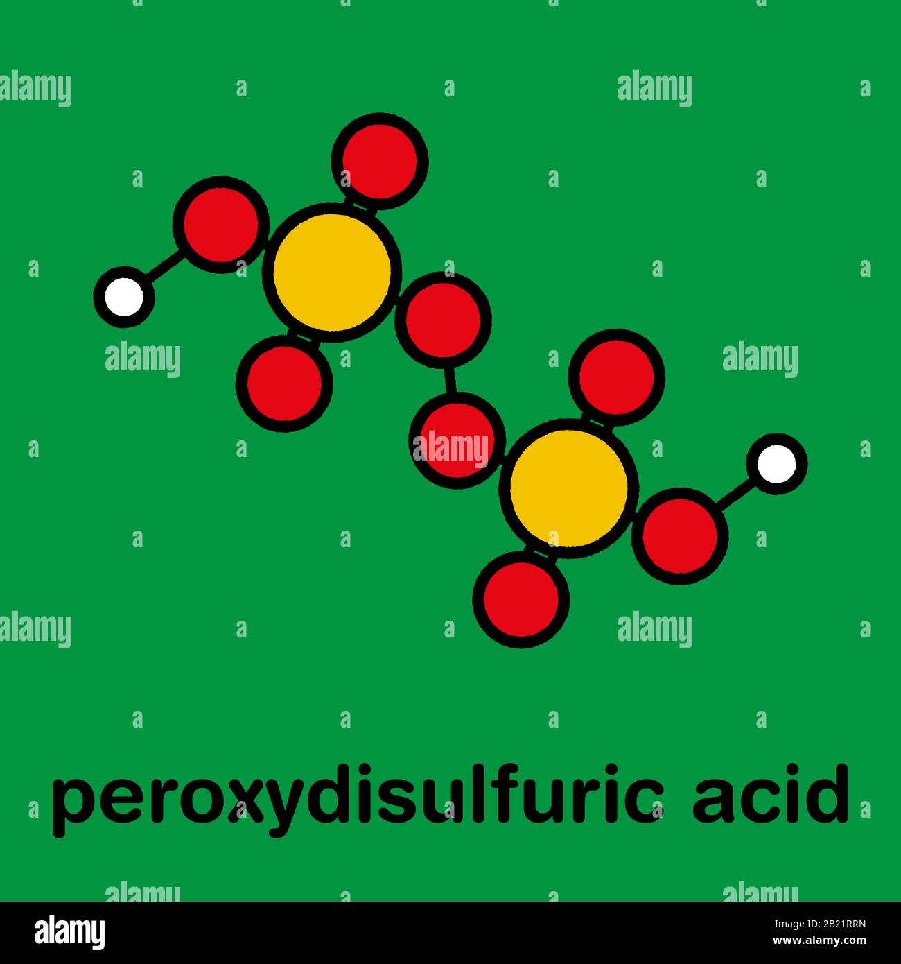 Peroxydisulfuric acid oxidizing agent molecule, illustration Stock