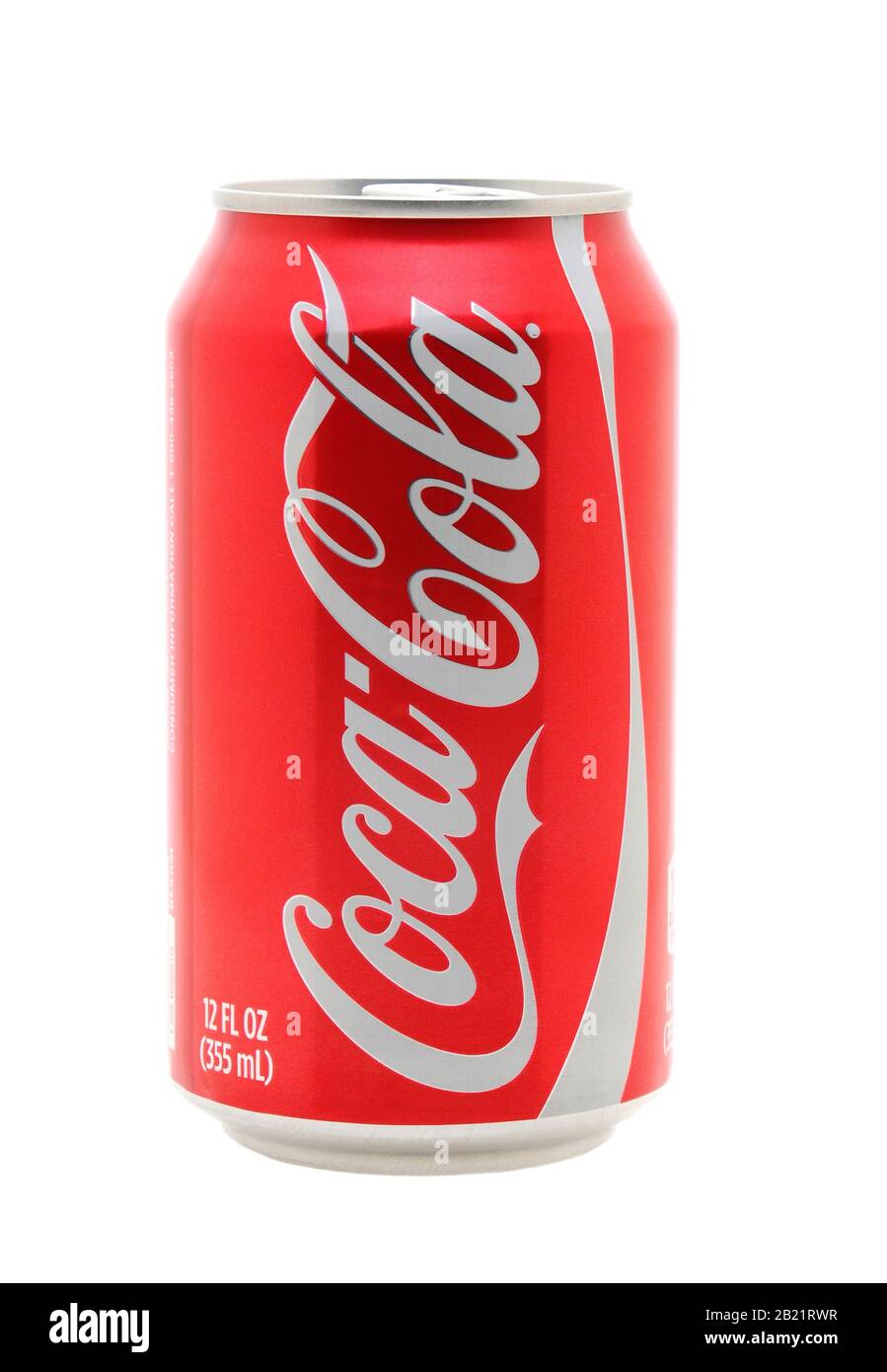 IRVINE, CA - January 11, 2013: Photo of a 12 ounce can of Coca-Cola Classic. Coca-Cola is the one of the worlds favorite carbonated beverages. Stock Photo