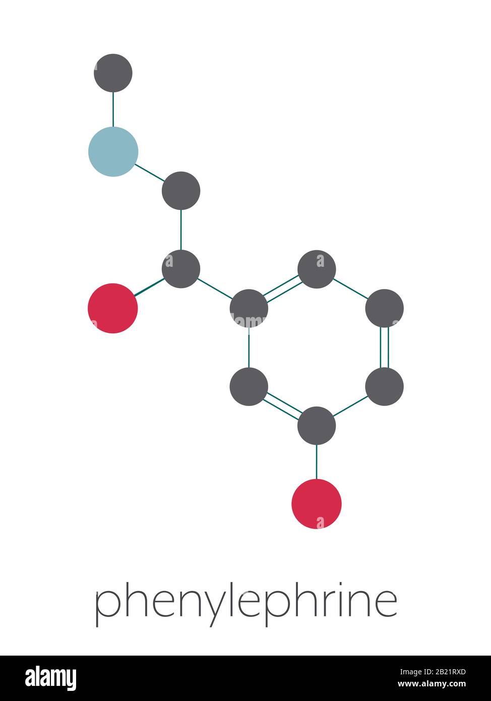 Phenylephrine nasal decongestant drug molecule, illustration Stock