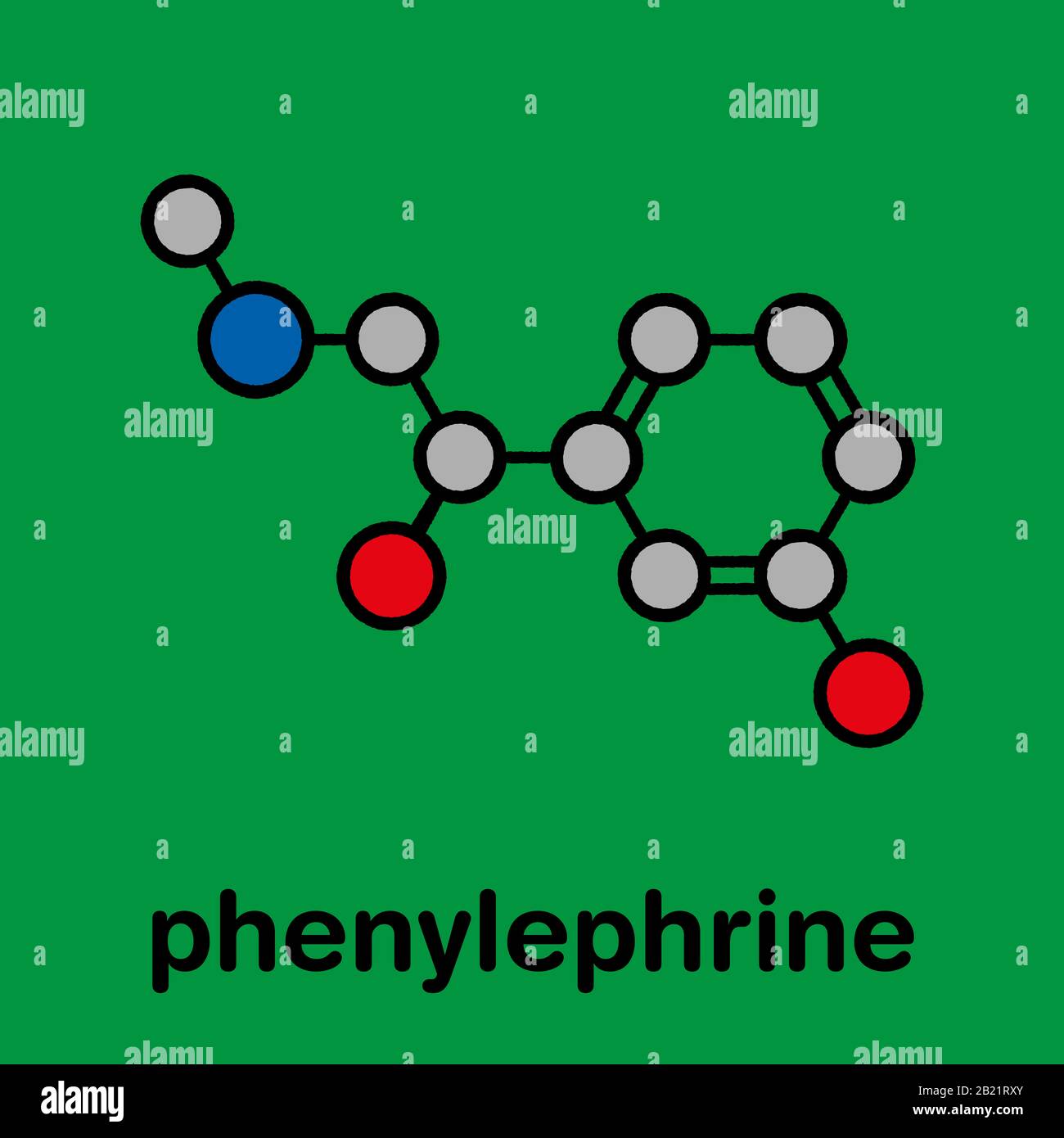 Phenylephrine nasal decongestant drug molecule, illustration Stock
