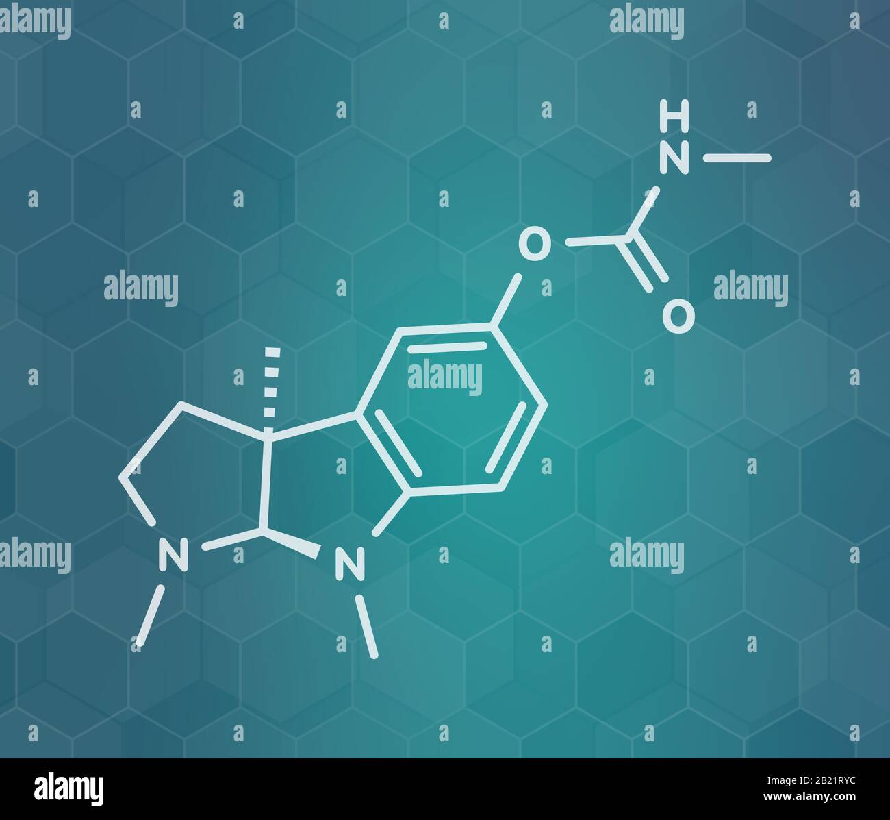 Physostigmine alkaloid molecule, illustration Stock Photo
