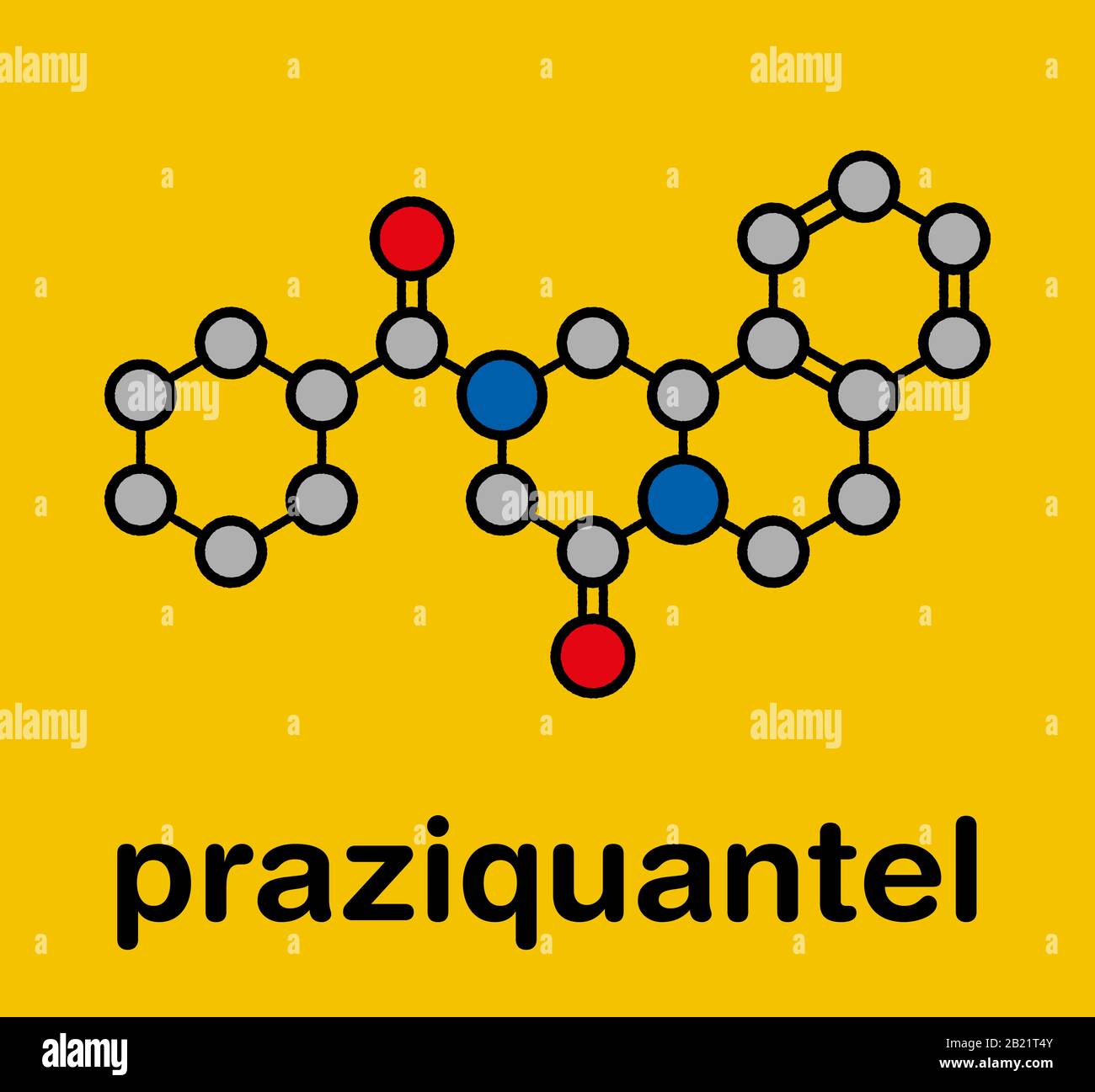 Praziquantel anthelmintic drug molecule, illustration Stock Photo