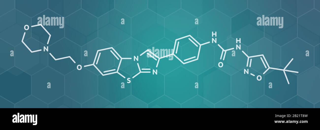 Quizartinib cancer drug molecule, illustration Stock Photo