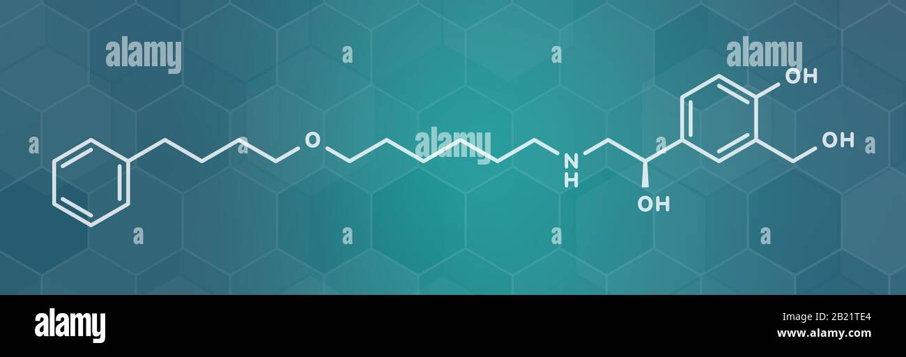Salmeterol asthma drug molecule, illustration Stock Photo