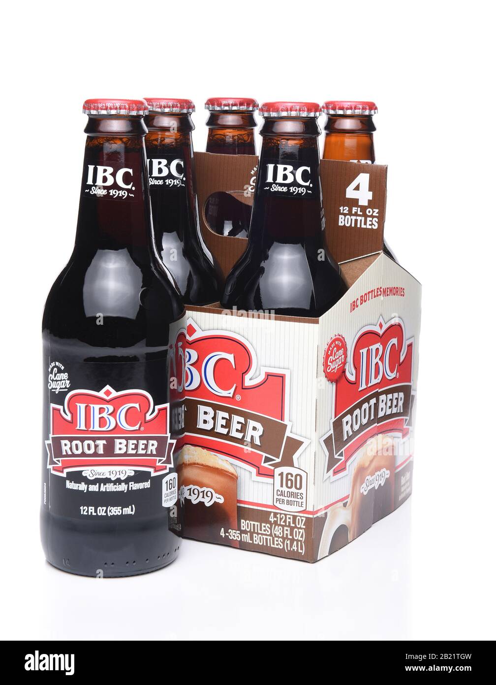 IRVINE, CA - MAY 29, 2017: IBC Root Beer 4 Pack. IBC Root Beer was founded in 1919 by the Griesedieck family as the Independent Breweries Company in S Stock Photo