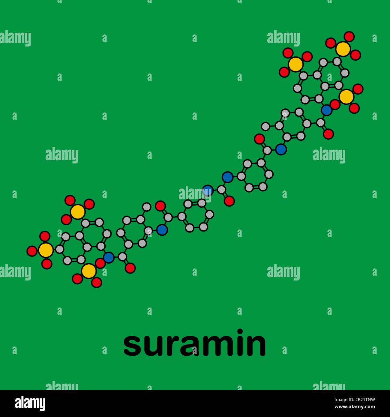 Suramin sleeping sickness drug molecule, illustration Stock Photo