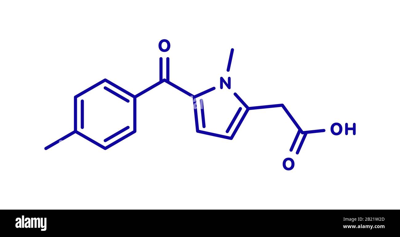 Tolmetin NSAID drug molecule, illustration Stock Photo
