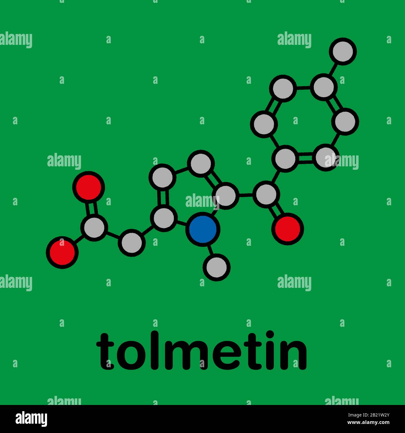 Tolmetin NSAID drug molecule, illustration Stock Photo