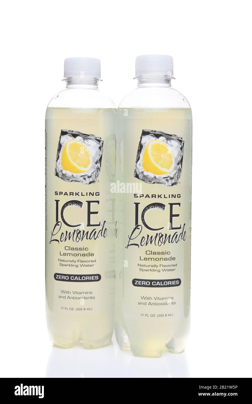 IRVINE, CALIFORNIA - AUGUST 21, 2017:  Sparkling Ice Lemonade. From Talking Rain Beverage Company producers of flavored ice teas and lemonades in Pres Stock Photo