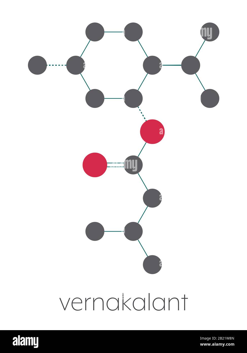 Vernakalant atrial fibrillation drug molecule, illustration Stock Photo
