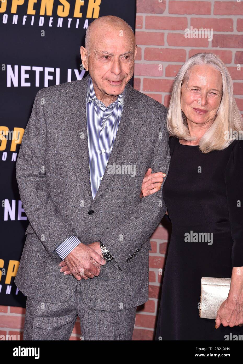 WESTWOOD, CA - FEBRUARY 27: Alan Arkin and Suzanne Newlander Arkin attend the Premiere of Netflix's 'Spenser Confidential' at Regency Village Theatre on February 27, 2020 in Westwood, California. Stock Photo