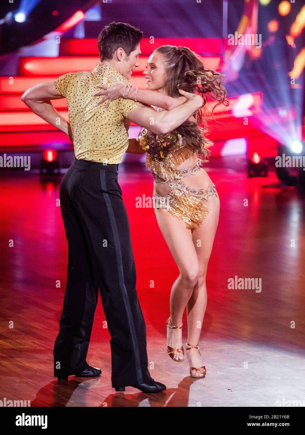 Cologne, Germany. 28th Feb, 2020. Laura Müller, TV personality, and Christian Polanc, professional dancer, dance in the RTL dance show 'Let's Dance' at the Coloneum. Credit: Rolf Vennenbernd/dpa/Alamy Live News Stock Photo