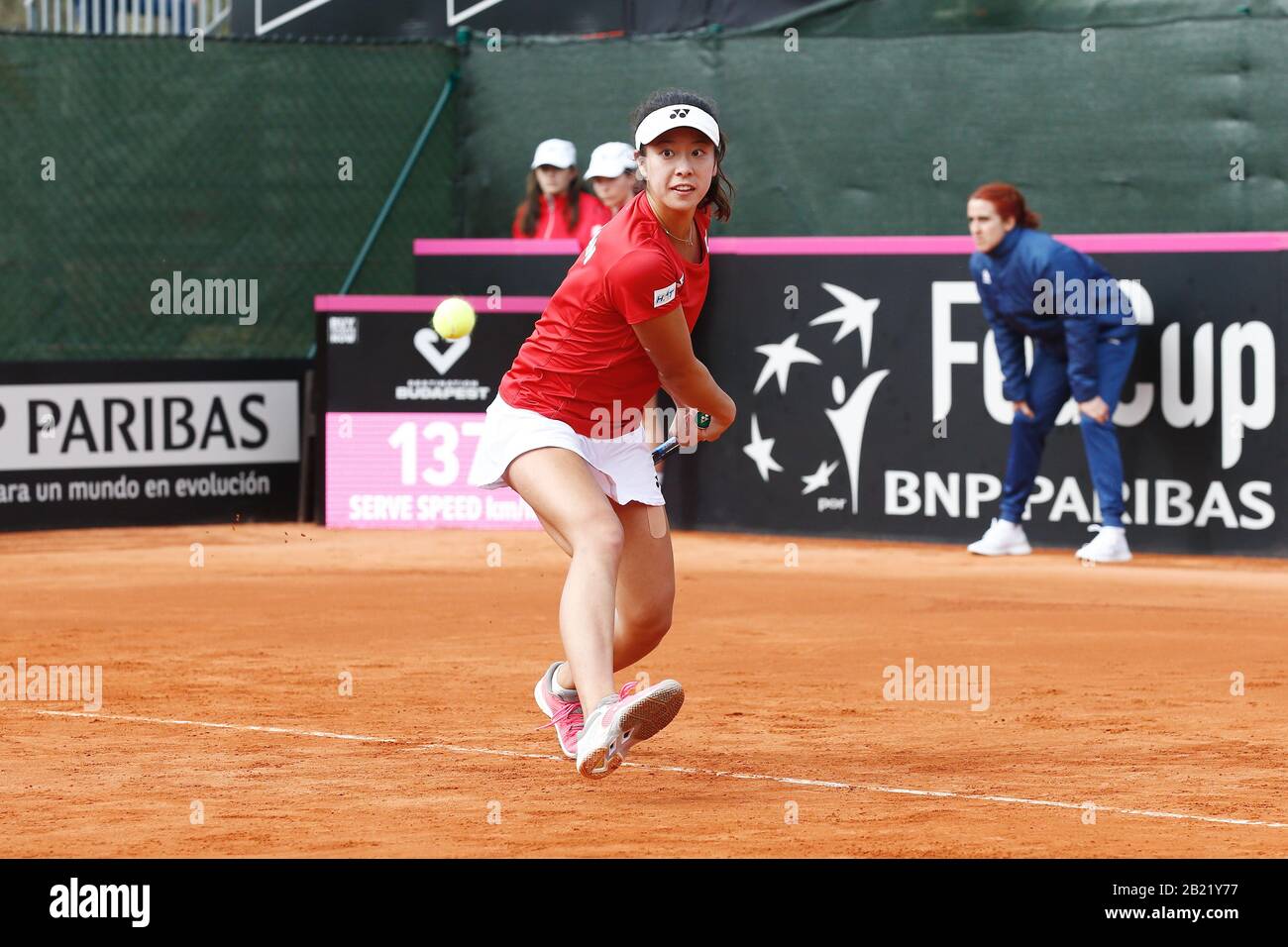 Cartagena, Spain. 8th Feb, 2020. Ena Shibahara (JPN) Tennis : Ena Shibahara  of Japan during Doubles match against Spain pair on the ITF Fed Cup by BNP  Paribas Qualifiers for Final at